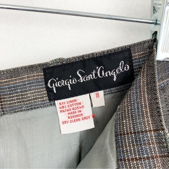 VTG Giorgio Sant’ Angelo Linen Blend Plaid High Waisted Trousers Sz 10 - Picture 6 of 8